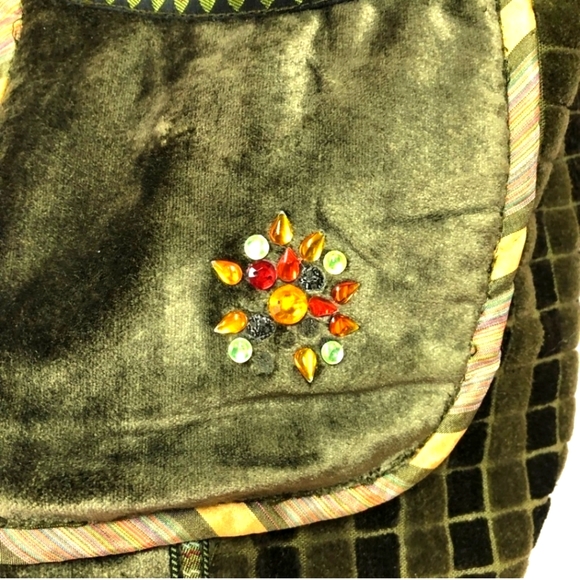 NWOT Lined Full-Zip Green Moss Velvet Embroidered Jacket - Picture 5 of 7